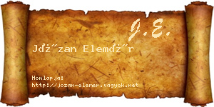 Józan Elemér névjegykártya